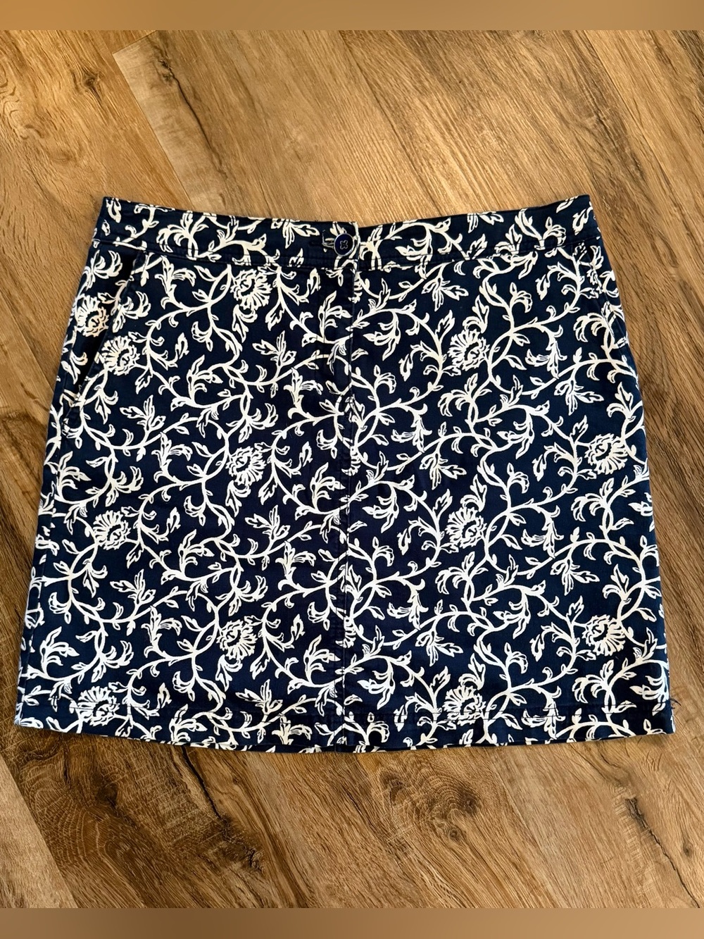 Karen Scott Navy Floral-Print Mini Skirt